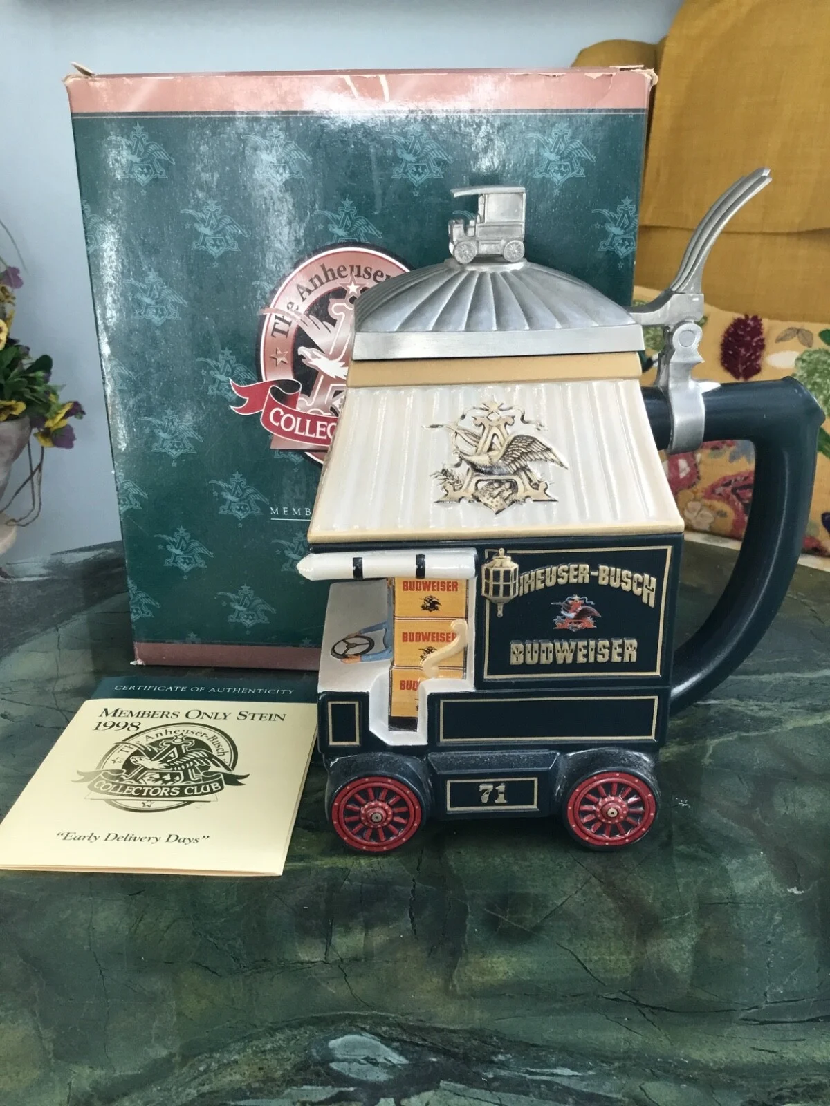 The 1998 Anheuser Busch Collectors Club Members Only Stein "Early Delivery Days"